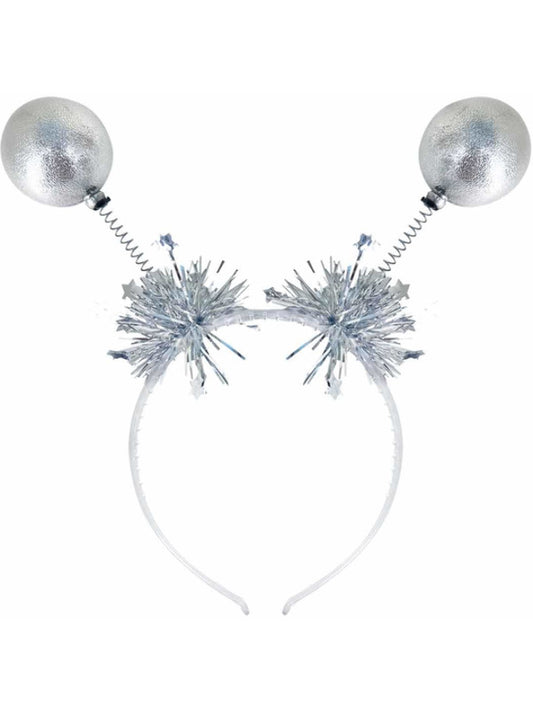 Silver Metallic Ball Bopper Headband Dress Loud