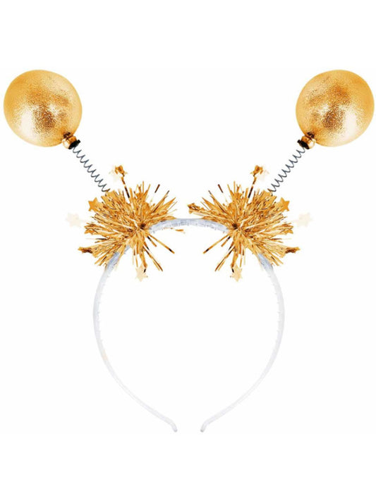 Gold Metallic Ball Bopper Headband Dress Loud