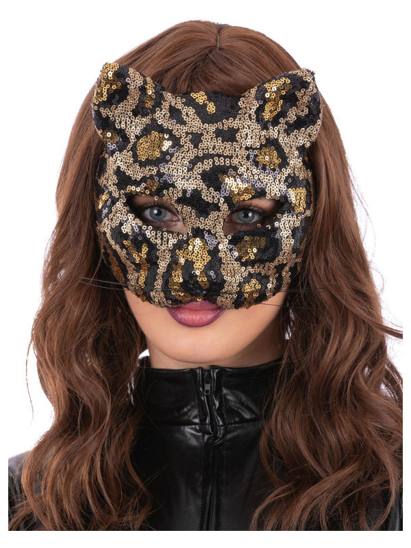Sequin Leopard Cat Mask Dress Loud