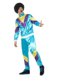 80s Height of Fashion Shell Suit Costume, Blue Dress Loud