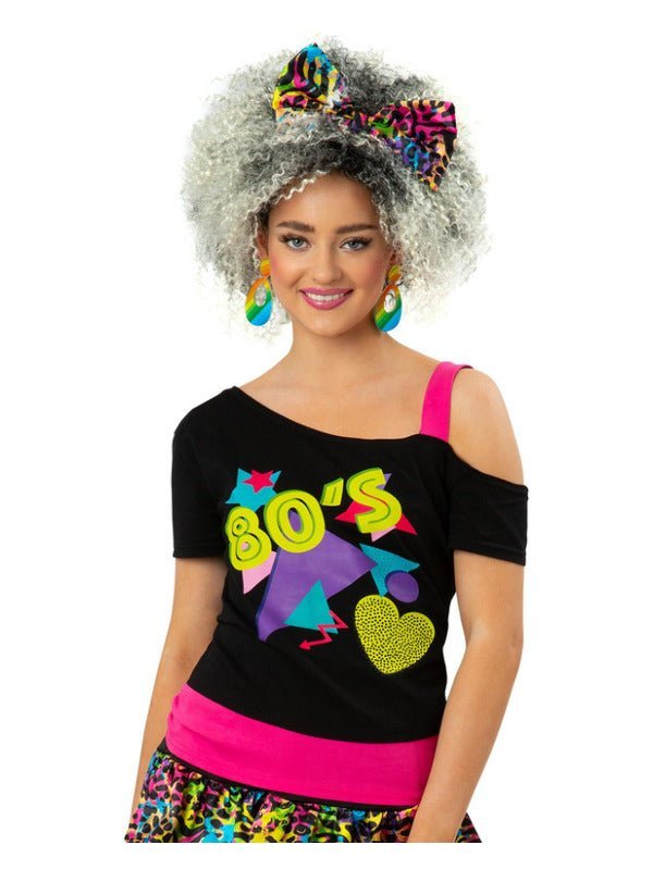80s Off the Shoulder T-Shirt, Printed Dress Loud