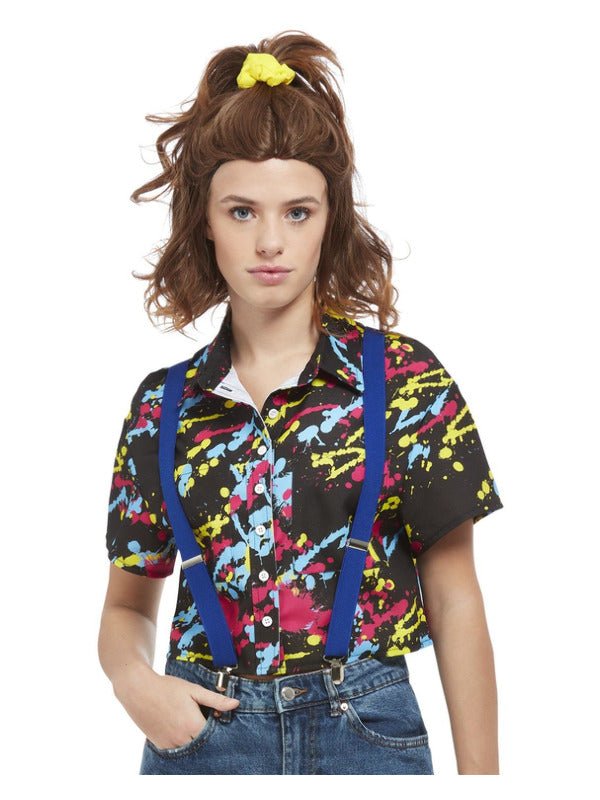 80s Paint Splatter Print Shirt Dress Loud