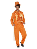 90s Stupid Tuxedo Costume, Orange Dress Loud