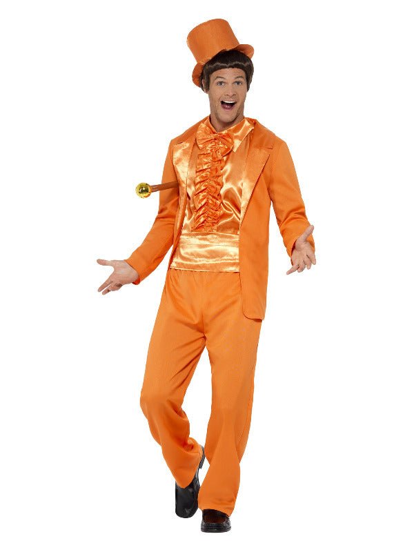 90s Stupid Tuxedo Costume, Orange Dress Loud