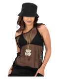 90s Unisex String Vest, Black Dress Loud