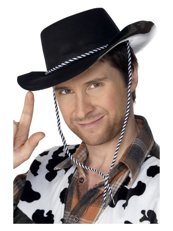 Cowboy Hat, Flocked Plastic, Black Dress Loud
