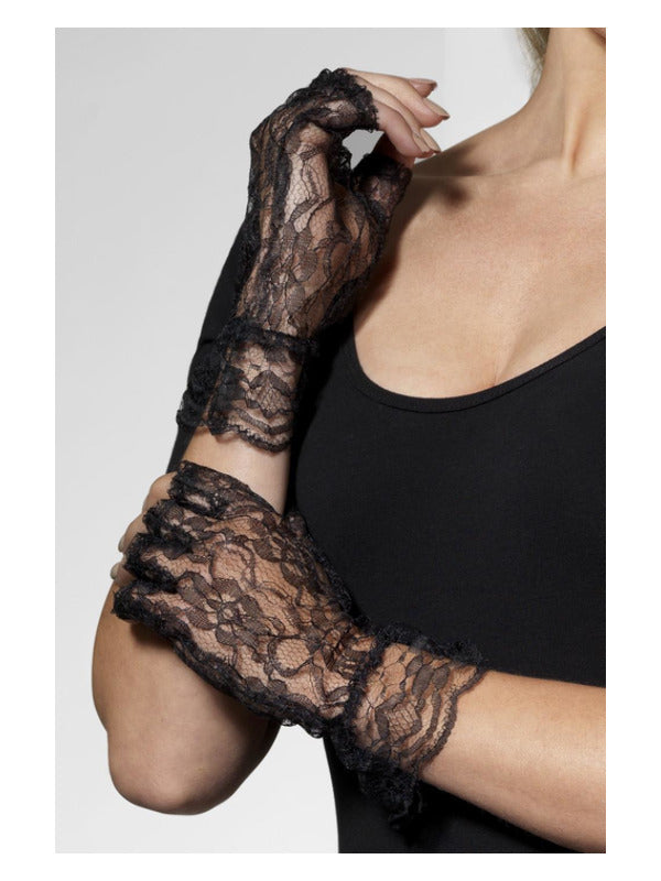 Fingerless Lace Gloves, Black Dress Loud
