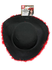 Pirate Tricorn Hat, Red Feather, Black Dress Loud