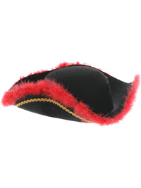 Pirate Tricorn Hat, Red Feather, Black Dress Loud