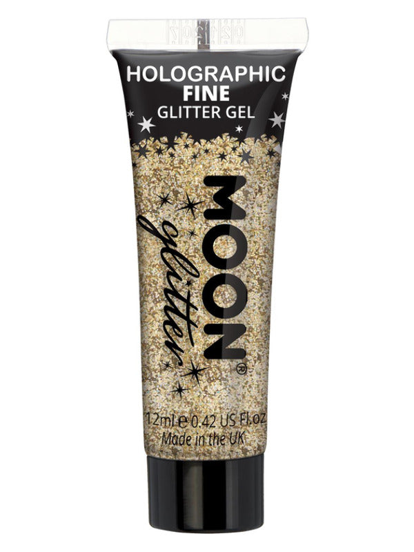 Moon Glitter Holographic Fine Glitter Gel, Gold Dress Loud
