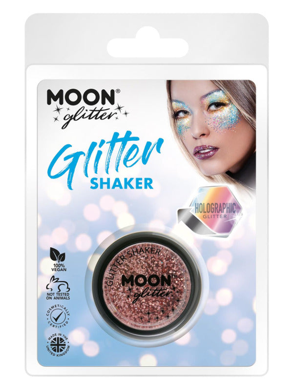 Moon Glitter Holographic Glitter Shakers,Rose Gold Dress Loud