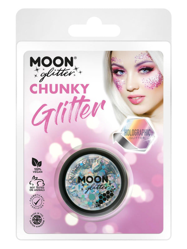 Moon Glitter Holographic Chunky Glitter, Silver Dress Loud