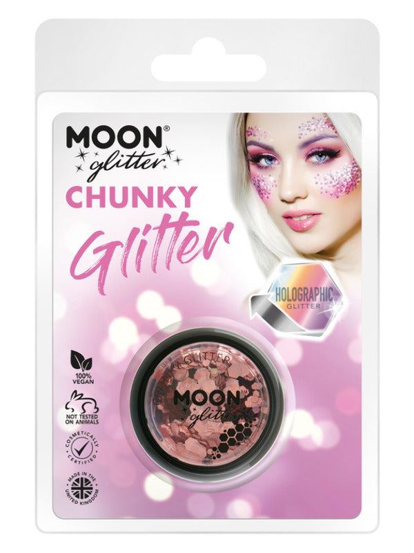 Moon Glitter Holographic Chunky Glitter, Rose Gold Dress Loud