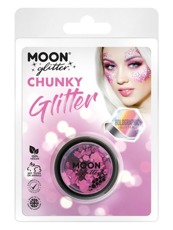 Moon Glitter Holographic Chunky Glitter, Pink Dress Loud