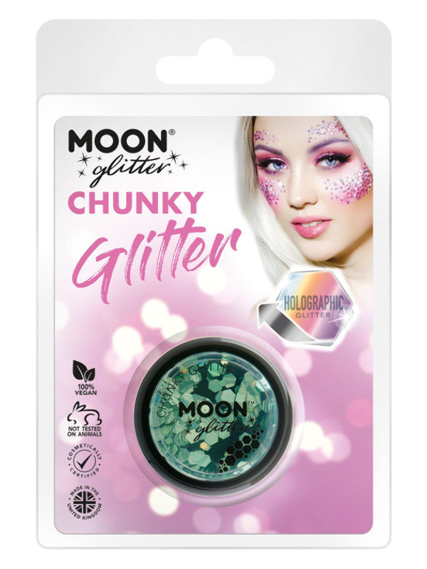 Moon Glitter Holographic Chunky Glitter, Green Dress Loud