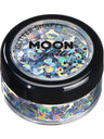 Moon Glitter Holographic Glitter Shapes, Silver