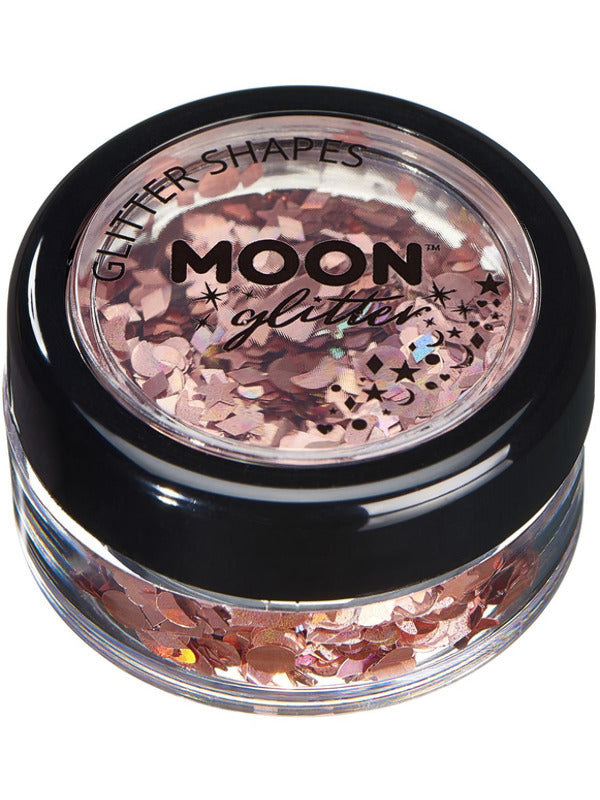 Moon Glitter Holographic Glitter Shapes, Rose Gold Dress Loud
