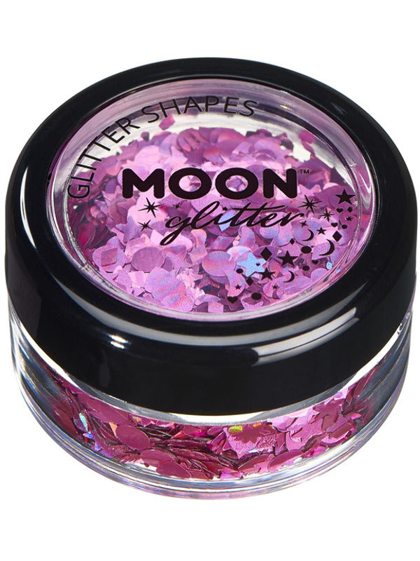 Moon Glitter Holographic Glitter Shapes, Pink Dress Loud