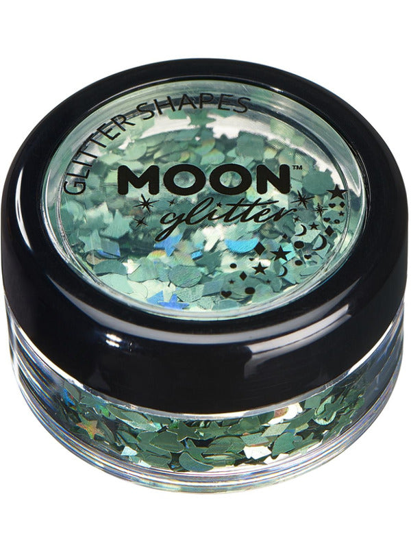 Moon Glitter Holographic Glitter Shapes, Green Dress Loud
