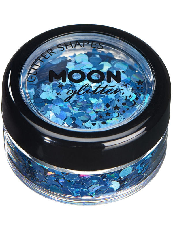 Moon Glitter Holographic Glitter Shapes, Blue Dress Loud