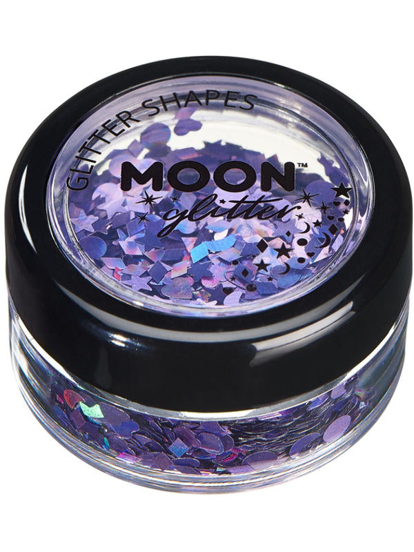 Moon Glitter Holographic Glitter Shapes, Purple Dress Loud
