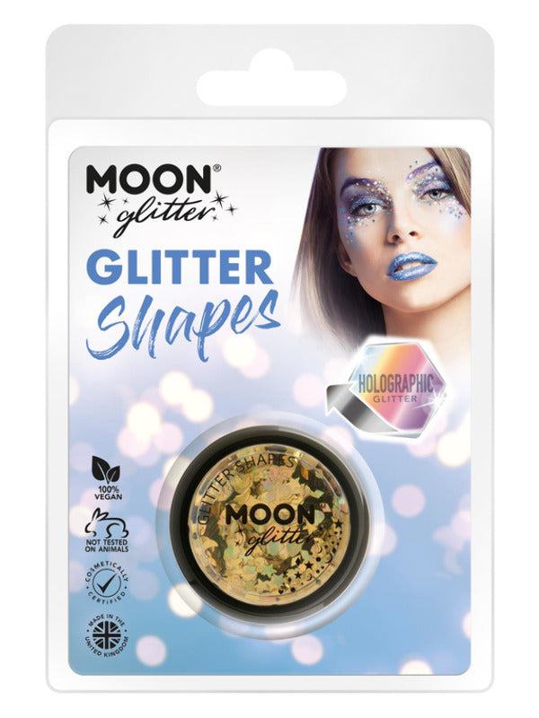 Moon Glitter Holographic Glitter Shapes, Gold Dress Loud