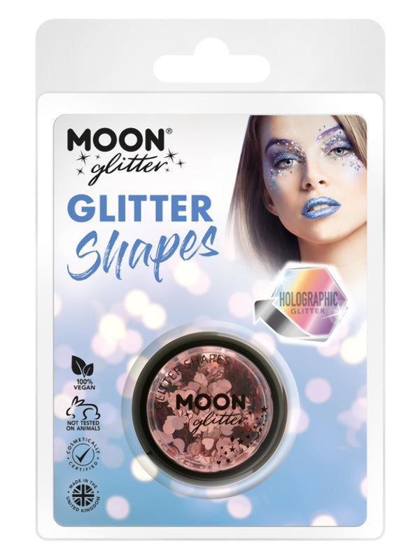 Moon Glitter Holographic Glitter Shapes, Rose Gold Dress Loud