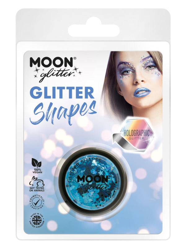 Moon Glitter Holographic Glitter Shapes, Blue Dress Loud