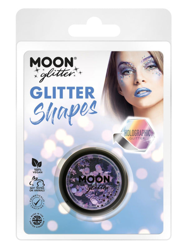 Moon Glitter Holographic Glitter Shapes, Purple Dress Loud