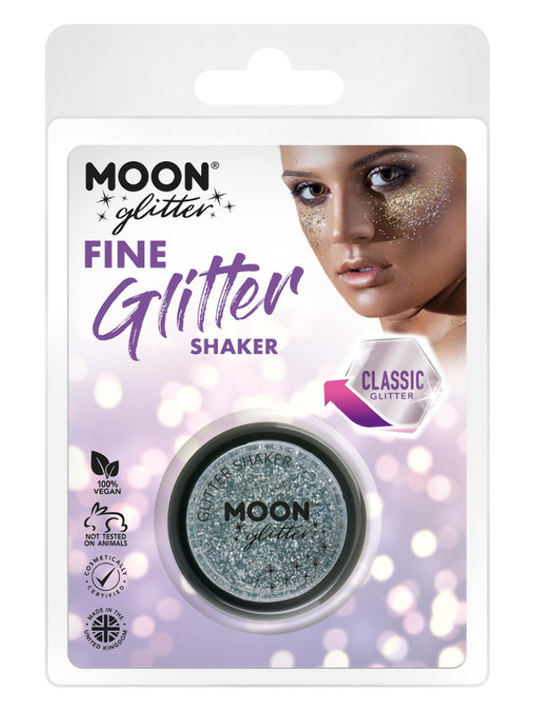 Moon Glitter Classic Fine Glitter Shakers, Silver Dress Loud