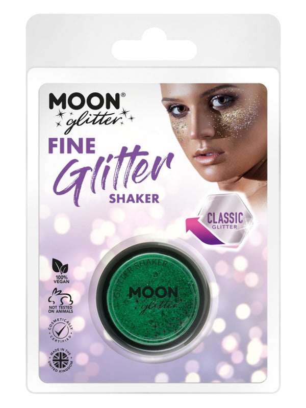 Moon Glitter Classic Fine Glitter Shakers, Green Dress Loud