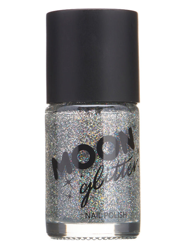 Moon Glitter Holographic Nail Polish, Silver Dress Loud