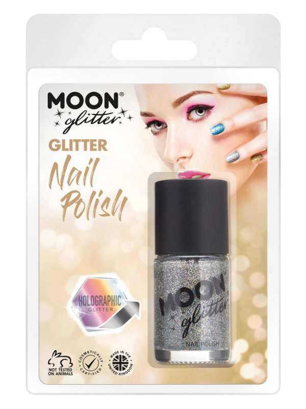 Moon Glitter Holographic Nail Polish, Silver Dress Loud