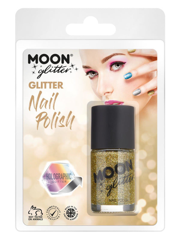 Moon Glitter Holographic Nail Polish, Gold Dress Loud