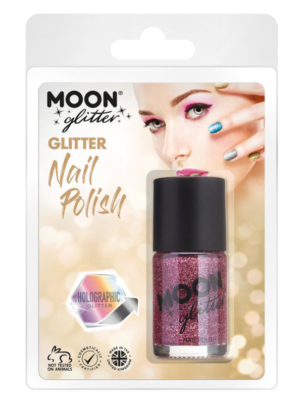 Moon Glitter Holographic Nail Polish, Pink Dress Loud
