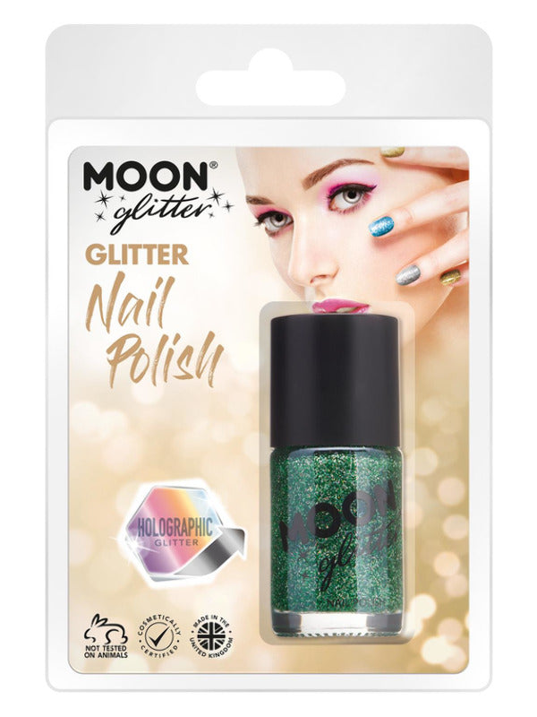 Moon Glitter Holographic Nail Polish, Green Dress Loud