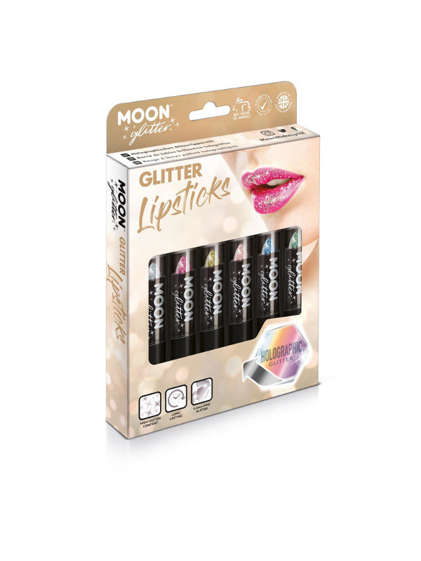 Moon Glitter Holographic Glitter Lipstick,Assorted Dress Loud