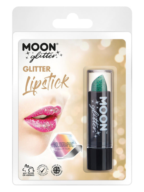 Moon Glitter Holographic Glitter Lipstick, Green Dress Loud