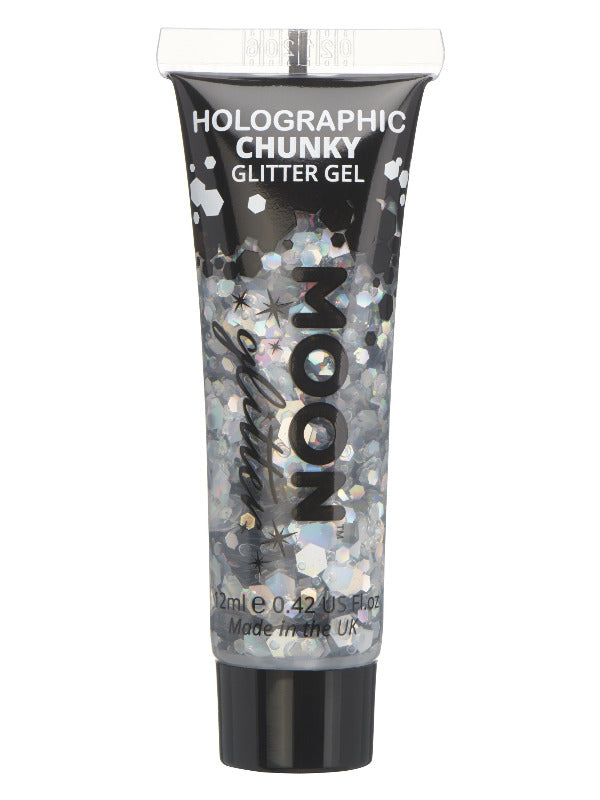 Moon Glitter Holographic Chunky Glitter Gel,Silver Dress Loud