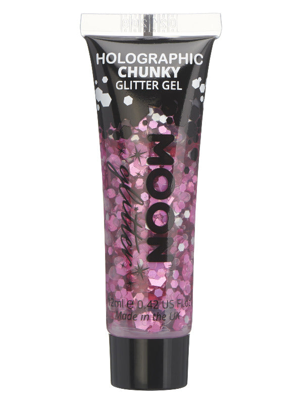 Moon Glitter Holographic Chunky Glitter Gel,Pink Dress Loud
