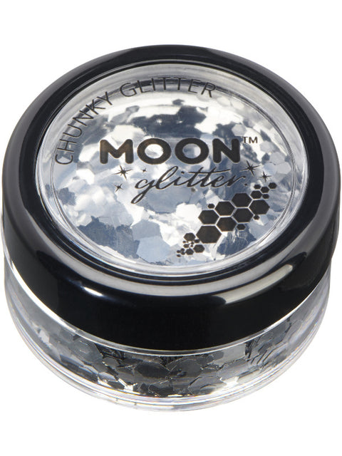 Moon Glitter Classic Chunky Glitter, Silver Dress Loud