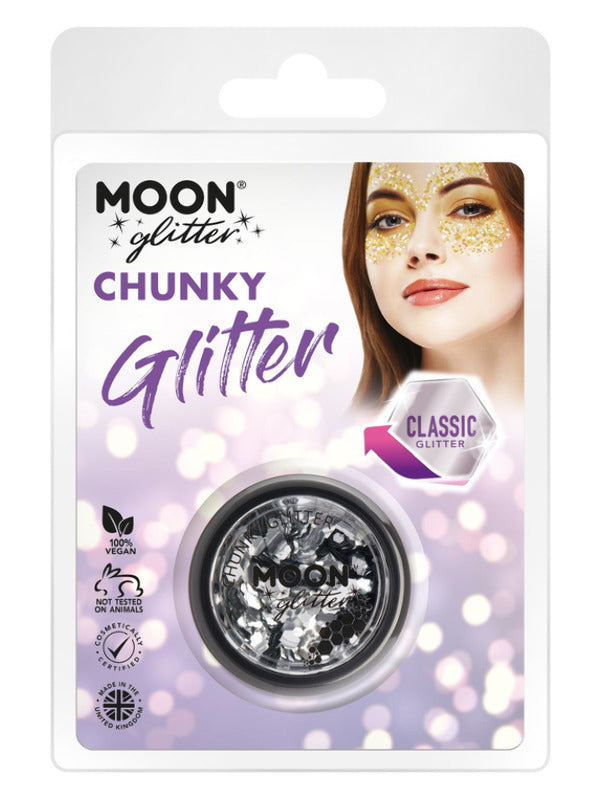 Moon Glitter Classic Chunky Glitter, Silver Dress Loud