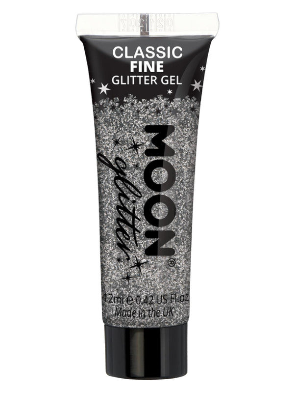 Moon Glitter Classic Fine Glitter Gel, Silver Dress Loud