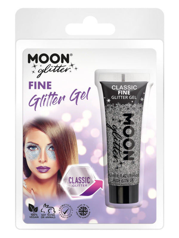 Moon Glitter Classic Fine Gliter Gel, Silver Dress Loud