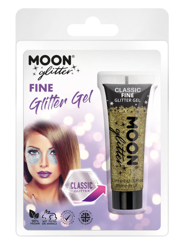 Moon Glitter Classic Fine Glitter Gel, Gold Dress Loud