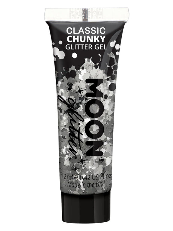 Moon Glitter Classic Chunky Glitter Gel, Silver Dress Loud