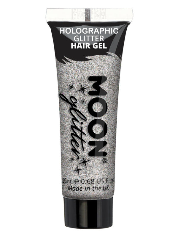 Moon Glitter Holographic Glitter Hair Gel, Silver Dress Loud