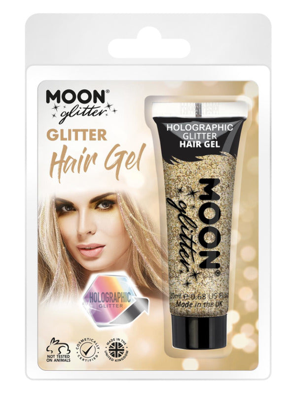 Moon Glitter Holographic Glitter Hair Gel, Gold Dress Loud