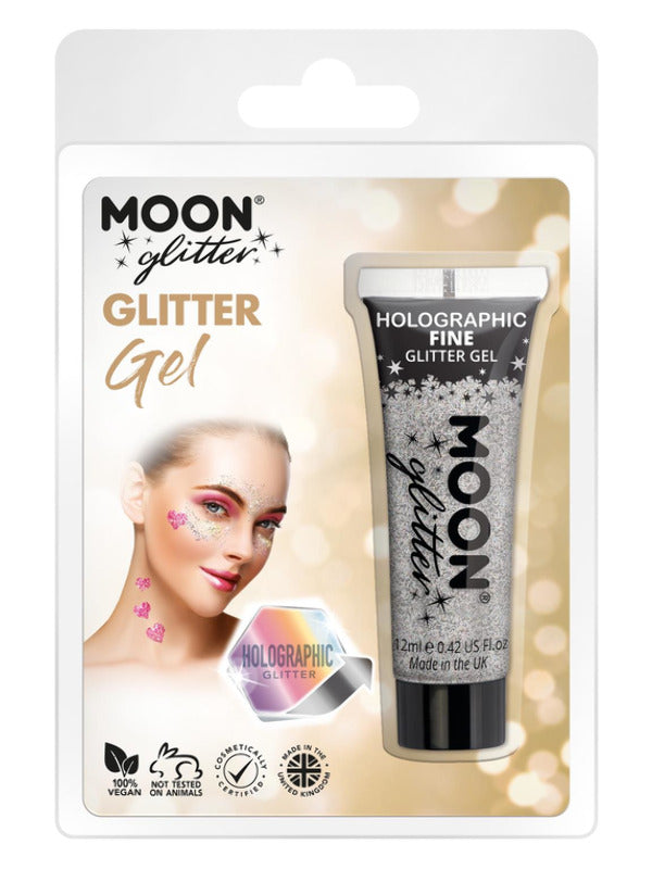 Moon Glitter Holographic Fine Glitter Gel, Silver Dress Loud