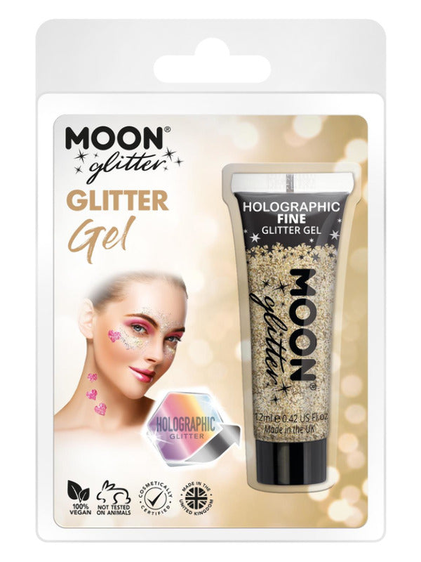 Moon Glitter Holographic Fine Glitter Gel, Gold Dress Loud